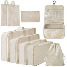 PRICES MAY VARY. 【8 SET PACKING CUBES FOR TRAVEL】 3 packing cubes: large packing cube: 10-12 shirts; medium packing cube: 7-9 Shirts; small packing cube: 5-6 shirts; 1 bra underwear bag; 1 Toiletry Bag; 1 flat bag, 1 shoe bag and 1 Drawstring laundry bag. Easy to pack your all luggage well in your 20''-28'' suitcase, carry-on bag, drawers and backpack for trip 【LIGHTWEIGHT & VISIBLE MESH DESIGN】No more wasting time searching for misplaced items! These packing cubes feature a breathable mesh to m Travel Luggage Organization, Travel Luggage Packing, Luggage Packing, Travel Cubes, Packing Organizers, Best Travel Accessories, Packing Luggage, Organized Packing, Luggage Organization