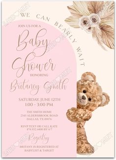 a baby shower is shown with a teddy bear