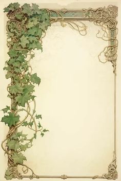 an old fashioned frame with ivy growing on the sides and vines in the middle,