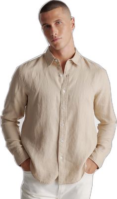 Beige Linen Button-up Shirt, Classic Linen Shirt In Flax Color, Classic Flax Linen Shirt, Classic Flax Colored Linen Shirt, Summer Linen Shirt In Neutral Color, Neutral Linen Shirt For Spring, Summer Neutral Linen Shirt, Spring Neutral Linen Shirt, Classic Neutral Linen Tops