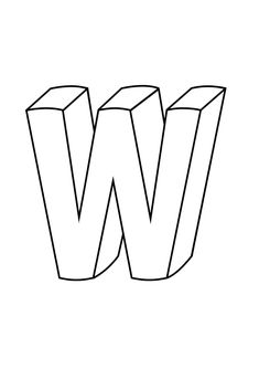 the letter w is drawn in black and white, with an outline effect to make it appear