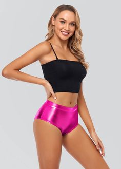 Mid-Rise Booty Shorts 90% Polyester, 10% Spandex These metallic shorts are made of semi-stretchy, breathable metallic material that shimmers and sparkles. These rave booty shorts feature a high waisted, with a moderately cheeky back, form fitting style that will hug your curves and will accentuate any outfit. High waisted festival bottoms have a figure flattering style to keep you feeling cute and confident! If you like showing off your beautiful rave body then it's perfect for you! This metalli