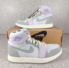 Nike Air Jordan 1 High Zoom Air Cmft 2 Barely Grape Sneakers - Size 6.5w/5y & 11w/9.5m - New Elevate Your Sneaker Game With The Stunning Nike Air Jordan 1 High Zoom Air Cmft 2 In The Elegant Barely Grape Colorway. Available In Versatile Sizes: 6.5 Women's (Also Fits 5 Youth) And 11 Women's (Also Fits 9.5 Men's). These Sneakers Are Brand New And Come With A Half Box (Lid Not Included). Experience Swift And Reliable Service As I'm Committed To Shipping Your Order The Same Or Next Day After Purchas Lavender Lace-up Sneakers With Boost Midsole, Lavender High-top Sneakers For Streetwear, Air Jordan 11s, Blue Air Jordan 1, Jordan Retro 11 Low, Nike Air Jordan 8, Jordan 1 Blue, Nike Air Jordan 1 High, Jordan 4 White