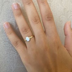 Solid Gold White Opal Ring Oval Opal Ring Promise Ring for - Etsy White Gold Opal Ring, Gemstone Gold Ring, Oval Opal Ring, Gold Opal Ring, Newark Nj, October Birthstone Rings, Nature Inspired Rings, White Opal Ring, Ethiopian Opal Ring