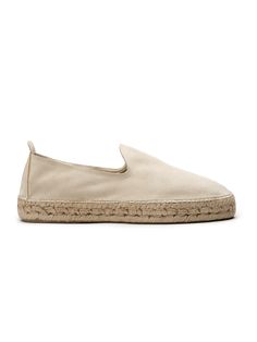 40% - Discontinued style    Light Beige Suede    Our take on the classic espadrille is crafted on a slightly elevated jute sole. The thicker soles and understated silhouette of the upper create a sharp impression, making this a companion suitable all day, from sunrise to sunset.     The Espadrille is handmade with natural fibres and supple, buttery suede. Each pair is unique thanks to the shoe's production process, adding to the charm of this casual summer shoe.    SKU: 11408 Summer Shoe, Dream Gift, Natural Fibres, Natural Jute, Espadrille Shoes, Soft Suede, Light Beige, Production Process, Summer Shoes