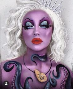 Character Makeup Looks, Ursula Makeup Look, Disney Villian Makeup, Ursula Makeup Halloween, Fx Makeup Ideas, Character Makeup Ideas