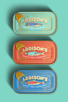 Addison's Sardine Package Design Sardine Can, Retro Packaging, Modern Packaging, Stationery Packaging, Design And Illustration, Food Packaging Design, Creative Packaging, Packaging Solutions, Packaging Design Inspiration