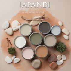 there are many different colors of paint in the image and it says japani home paint palette