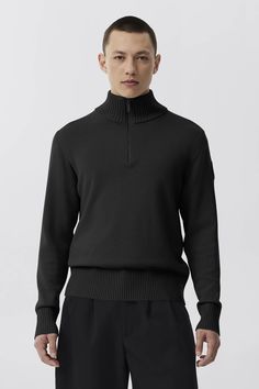 The Rosseau 1/4 Zip Sweater is knit with seasonally appropriate Merino Wool for its breathability and soft hand feel. It has a 1/4 zip collar and rib-knit cuffs and hem. 1/4 Zip Sweater, Zip Collar, Knitwear Men, Feel It, Soft Hands, Zip Sweater, Soft Hand, Knit Cuff, Canada Goose