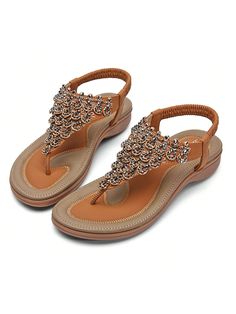 ut this item
ARCH SUPPORT SOLE-The women sandals with the function of arch support, the feet will not feel tired and stuff after standing or walking a long time. Anatomically molded EVA footbed provides foot-conforming.
RHINESTONE DESIGN - Women sandals feature light luxury rhinestones and artificial gemstone ornaments.Sandals women are more comfortable and charming with 0.39" low heel flat design.
COMFORTABLE FABRIC & SOLE - The upper of women sandals made of high-quality PU leather. TPR outsol Summer Vacation Sandals With Rhinestones, Embellished Toe Post Sandals For Summer, Toe Post Sandals With Rhinestones For Summer, Embellished Open Toe T-strap Sandals For Summer, Adjustable Embellished Flip Flops For Summer, Summer Toe Post Flip Flops With Rhinestones, Summer Rhinestone Toe Post Flip Flops, Embellished T-strap Sandals For Summer, Adjustable Embellished Sandals For Beach Season