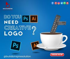 a coffee cup with the words do you need creative logo?