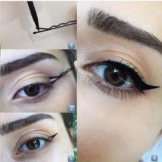 Cat Eye Makeup tutorial by poplalla Eyeliner Diy, Makeup Tips For Redheads, Cat Eye Makeup Tutorial, Make Up Diy, Permanente Make-up, Eyeliner Tips, Bentuk Alis, Eyeliner Hacks