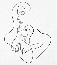 a line drawing of a woman holding a cat in her arms with the word love on it