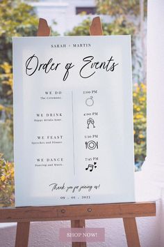 Wedding Ceremony Program Sign Wedding Schedule Timeline, Order Of Events Sign, Timeline Poster, Wedding Order Of Events, Wedding Program Sign, Wedding Timeline Template, Wedding Day Schedule, Order Of Events, Wedding Schedule