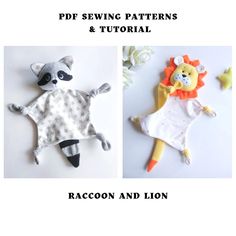 two stuffed animals are shown on the left and right sides, with text overlaying them