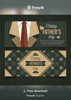 two fathers day banners with tie and shirt