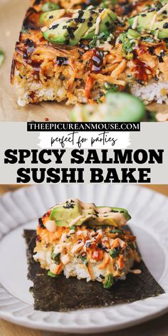 the recipe for spicy salmon sushi bake