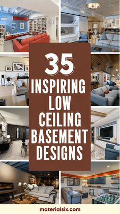 35 inspiring low ceiling basement designs shown in various stylish layouts and decorations. Finished Basement Ideas Low Ceiling Modern, Small Basement Remodel Low Ceilings, Finished Basement With Exposed Ceiling, How To Finish A Basement With Low Ceilings, Gray Exposed Basement Ceiling, Low Ceiling Ideas, Low Ceiling Basement Ideas, Basement Ceiling Ideas, Small Finished Basements