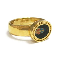 "Beautiful custom signet ring inspired by antique ethnic style in 24k gold plating and photograph that is permanently seal so it is completely waterproof. The Antique style signet Ring features an Egyptian symbol of a snake that signify fertility and a creative life force. The perfect combination of the ancient style and modernity which you will enjoy wearing, this seal ring is a great conversation starter, just slip it on to add a refreshing touch to any outfit. Customization: * You can order t Gold Heirloom Signet Ring With Cabochon, Heirloom Gold Signet Ring With Cabochon, Spiritual Gold Brass Signet Ring, Gold Oval Engraved Ring For Commemoration, Gold Oval Enamel Ring With Cabochon, Gold Signet Ring With Cabochon Gift, Gold Cabochon Signet Ring Gift, Traditional Gold Engraved Ring With Polished Finish, Heirloom Gold Oval Enamel Ring