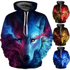 Galaxy Wolf, Wolf Hoodie, Shirt Casual Style, Space Galaxy, Couples Sweatshirts, Couples Hoodies, Winter Hoodies, Jacket For Men, Hooded Pullover