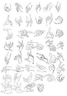 hand gestures drawn in black and white