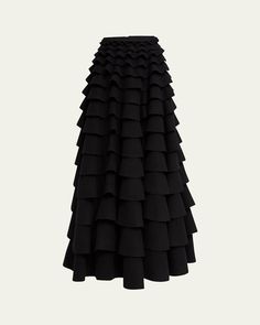 Valentino Garavani skirt finished with tiered ruffles    High waist    Hem falls below the knee    Aline silhouette    Invisible back zip    Virgin wool    Professional cleaning recommended    Made in Italy Elegant Fitted Skirt With Layered Hem, Midi Dress With Ruffles And Voluminous Skirt, Elegant Skirt With Ruffles, Formal Flared Dress With Ruffles, Elegant Flared Skirt Dress With Ruffle Hem, Elegant Flared Dress With Ruffle Hem, Elegant Fitted Maxi Skirt With Layered Hem, Elegant Tiered Skirt With Layered Hem, Chic Tiered Voluminous Maxi Skirt