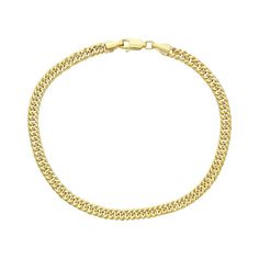 "Add some variety to your everyday wardrobe with this handsome 14k gold curb bracelet. Add some variety to your everyday wardrobe with this handsome 14k gold curb bracelet. Width: 4.3 mm Clasp: lobster-claw Metal: 14k gold Plating for White Gold: rhodium Finish: polished Packaging: velvety pouch Please note, due to the high value of this item, a signature may be required upon delivery. Size: 8"". Color: Yellow. Gender: male. Age Group: adult." Jordan Blue, Curb Chain Bracelet, Miami Cuban, Bracelet Clasps, Mens Jewelry Bracelet, Curb Chain, Everyday Wardrobe, 10k Gold, Gold Plating