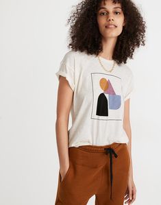 Geometry Graphic Whisper Cotton Rib-Crewneck Tee Jeans Bags, White Short Sleeve Shirt, Henley Sweater, Linen Blend Shirt, Tie Dye Crop Top, Crew Neck Tshirt, Retro Tee, Retail Stores