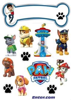 paw patrol stickers are displayed on a white background