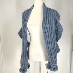 Nwt, See Care Tag, Ashley Blue, One Size Blue Crochet Scarf, Club Accessories, Blue Crochet, Care Tag, Charter Club, Crochet Scarf, Scarf Wrap, Scarf Accessory, Pom Pom