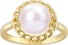 Elegant Pearl Chain Ring, Pearl Halo, Link Ring, Linking Rings, Fresh Water, Halo, 18k Gold, Gold Plate, Size 7