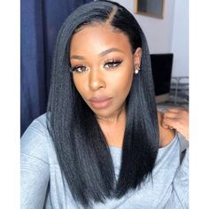 Yaki Straight Fake Scalp 13X4 Lace Front Wig Human Hair Short Black Wigs, Short Straight Hair, Straight Lace Front Wigs, Color Image, 짧은 머리, Peruvian Hair, Front Lace Wigs Human Hair, American Woman, Hair Density