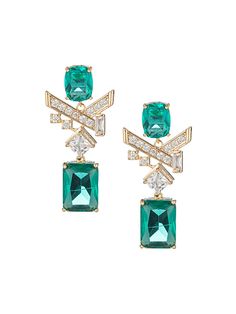 The Luxe Collection Jean Green Cubic Zirconia Statement Drop Earrings Gemstone Jewellery Design, Neck Pieces Jewelry, Diamond Earrings Design, Jewellery Design Sketches, Bridal Diamond Jewellery, Diamond Jewelry Designs, Statement Drop Earrings, Royal Jewelry, Emerald Earrings