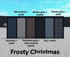 the different types of frosty doors are shown in this graphic above text that reads frosty grey, smoky gray, and marble