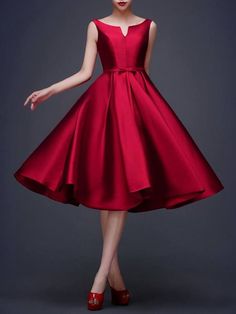 Gaun Koktail, Elegant Red Dress, 파티 드레스, Vestidos Vintage, Dress Midi, Wearing Red, Fashion Mode, Red Shoes