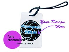 Fully Customized Bag Tags. Each Tag can be customized with different name, number or design. Double Sided Bag Tag with your design. Full-color printing The cards are made of PVC plastic. Size of standard credit card. Includes Bag Tag Loop.  Each card can be fully customized front & back. Customizable White Bags For Sports Events, White Letter Print Sports Bag, Volleyball Bag Tags, Volleyball Bag, Travel Luggage Tag, Tag Team, Delray Beach, Bag Tag, Custom Bags