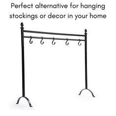 a rack with hooks hanging from it and the words perfect alternative for hanging stockings or decor your home