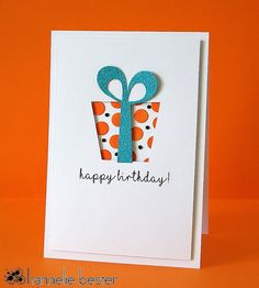 a birthday card with a blue bow on it