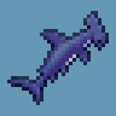 a pixellated image of a purple fish on a blue background with the words,'it