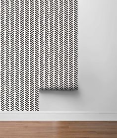 Mod Chevron Peel-and-Stick Wallpaper in Black by NextWall Black Chevron Wallpaper, Chevron Wallpaper, Wallpaper Walls Decor, Contemporary Wallpaper, Wallpaper Rolls, Chevron Pattern, Burke Decor, Self Adhesive Wallpaper, Wallpaper Roll