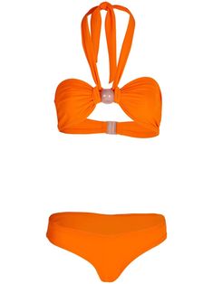 orange stretch-design Top: bead detailing halterneck tie fastening rear clasp fastening Bottoms: seamless full coverage Be mindful to try on swimwear over your own garments. Orange Stretch Halter Neck Swimwear, Orange Halter Neck Swimwear For Party, Adjustable Orange Swimwear For Pool, Orange Halter Top For Poolside, Orange Halter Top For Poolside Beachwear, Orange Beachwear Halter Top For Poolside, Be Mindful, Try On, Size Clothing