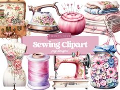 the sewing clipart collection is full of pretty items