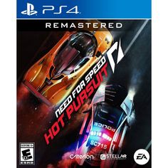 need for speed hot pursuit on the cover of a playstation 4 game, with an orange car