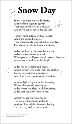 the poem snow day is shown in black and white