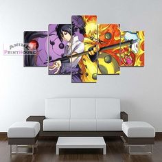 the anime characters are depicted in this modern wall art painting print on canvas for home or office decor