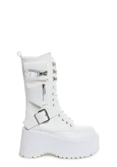 base|white White Edgy Platform Boots For Streetwear, 90s Platform Shoes, Dress Reference, Current Mood Clothing, Leather Platform Shoes, Collage Elements, Lace Up Leggings, Crochet Shop, Pride Outfit