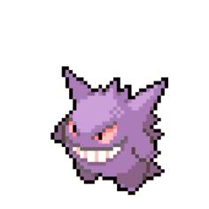 an image of a pixel art style pokemon character with big eyes and large, sharp teeth