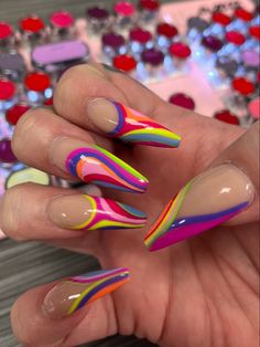 Purple And Pink Nails, Nails Styles, Neon Nail Designs, 2023 Nails, Shape Nails, Boat Cruise, Coffin Shape, Pretty Nail Art Designs