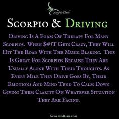 the poem scorpion and driving is written in black with purple lettering, on a black background