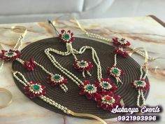 the necklaces are decorated with beads and flowers